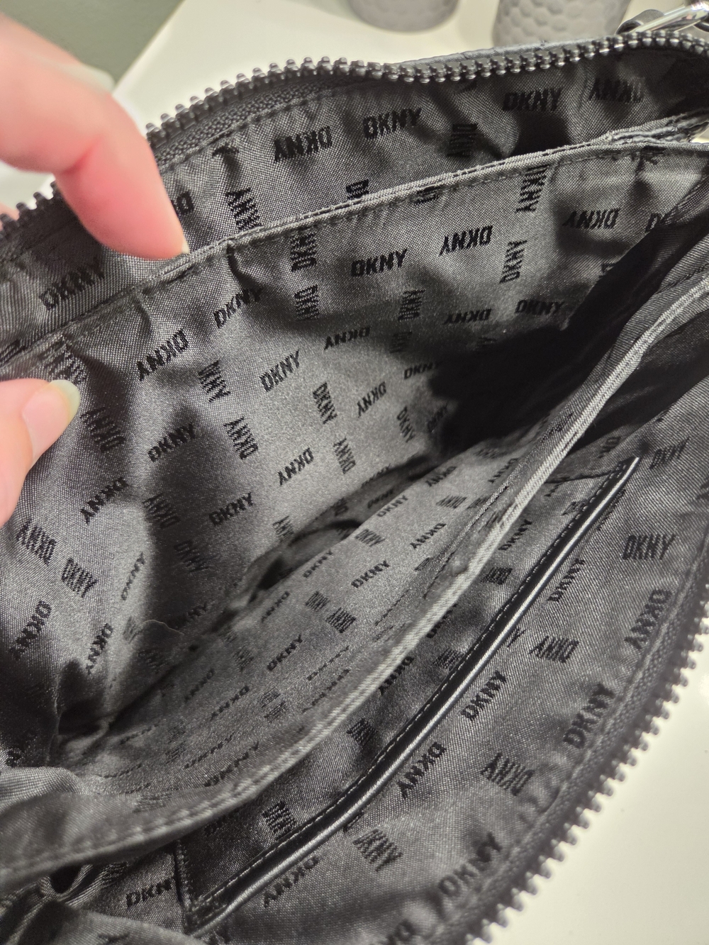 DKNY Quilted Nylon Crossbody Tote in Black - Picture 7 of 9